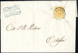 Cover 1855, Circolare Da Mantova Il 18.4 Per Ostiglia Affrancata Con 5 Cent. Giallo Ocra, Firmata ED E Oliva, Sass. 1 /  - Lombardy-Venetia