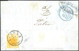 Cover 1957, Lettera Da Verona Del 14.10 Affrancata Con 5 Cent. Arancio Carico, Firmata Sorani, Indirizzo Asportato, Sass - Lombardy-Venetia