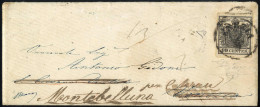 Cover 1850, Lettera Da Venezia Del 2.9 Per Città Affrancata Con 10 Cent. Nero Carta A Mano, Rispedita Per Montebelluna,  - Lombardy-Venetia