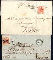 Cover 1851, Due Lettere Da Mantova (R51 Punti 3) Affrancate Con 15 Cent. Rosso I Tipo Carta A Mano, Una Firmata ED E Oli - Lombardy-Venetia