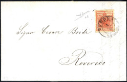 Cover 1851, Lettera Da Verona Il 1.8 Per Roveredo Affrancata Con 15 Cent. Rosso Vermiglio Intenso II Tipo Carta A Mano,  - Lombardy-Venetia