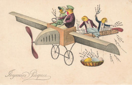 Joyeuses Pâques * CPA Illustrateur * Poussins Humanisés Aviateur * Aviation Avion Oeufs * Vienne Viennoise * PAQUES - Easter