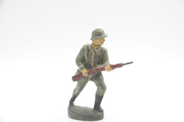 Durolin, German With Rifle, Vintage Toy Soldier, Prewar - 1930's, Like Elastolin, Lineol Hauser - Figurini & Soldatini