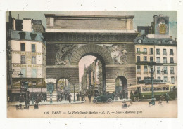 Cp, Automobiles, Bus, 75, PARIS, La Porte SAINT MARTIN, SAINT MARTIN'S Gate, écrite 1924 - Autobus & Pullman
