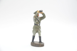 Lineol ? Germany, German With Binoculars, Vintage Toy Soldier, Prewar - 1930's, Elastolin, Lineol Hauser, Durolin - Figuren