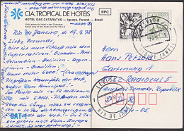Rio De Janero LEBLON Brasilien Ansichtskarte 1978 Mit Hotel Das Cataratas Cia. Tropical De Hoteeis Nach Der DDR - Briefe U. Dokumente