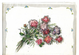 Papier à Lettre Fleuri, Roses Et Paillettes, Vœux De Nouvel An - Manuscrits