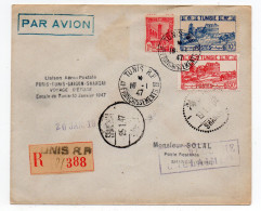 !!! TUNISIE, VOYAGE D'ÉTUDE, LIAISON AÉRO-POSTALE PARIS-TUNIS-SAIGON-SHANGAI, 1947 - Posta Aerea