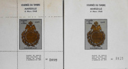 2 Blocs Journée Du Timbre 6 Mars 1948 Marseille - Dentelé Et Non Dentelé Numéroté - BE - Blocs & Carnets