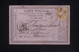 FRANCE - Cérès 15ct Sur Carte Précurseur De Laon Pour Le Cateau En 1875 - L 145428 - Precursor Cards