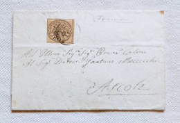 Stato Pontificio Busta Di Lettera Da Macerata Per Ascoli 1851 Affrancata Con 4 Baj - ...-1929 Préphilatélie