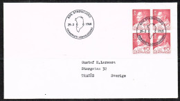 GRÖNLAND 1968 - Brief Mit Mi. 69 4-er Block Nach Schweden, Postgelaufen - Storia Postale