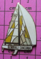 220 Pin's Pins / Beau Et Rare / SPORTS / VOILE VOILIER COURSE REGATE GENERALI CONCORDE - Sailing, Yachting