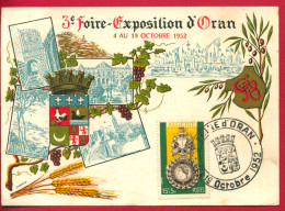 1952 - Algérie - Carte De La 3eme Foire Exposition D'Oran - Cachet "3eme FOIRE D'ORAN" - Tp N° 296 - Covers & Documents