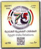 2022 EGYPT INDIA Joint Issue Diplomatic Relation , QR Code, Flag, Eagle, Bird, Mint MNH (**) Inde Indien - Nuovi