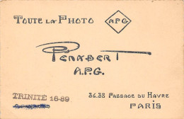 Thème  Carte De Visite. Maison Penabert. Tout Pour La Photo Passage Du Havre Paris      12x 8   (voir Scan) - Visiting Cards