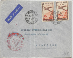 LETTREDE LA REUNION 1939 DE ST DENIS ADRESSEE PAR AVION  EN FRANCE ET CENSUREE  TIMBRES POSTE AERIENNE - Brieven En Documenten