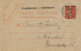 ENTIER POSTALE DE MEMEL 1920  AVEC  SEMEUSE SURCHARGEES => ALLEMAGNE LETTRE - Brieven En Documenten