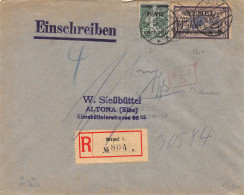 LETTRE  RECOMMANDEE DE MEMEL 1921  AVEC MERSON + SEMEUSE SURCHARGEES => ALLEMAGNE COVER - Cartas & Documentos