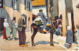 FOLKLORE - Types Pyrénéens - Scène Rustique Au Village - Carte Postale Ancienne - Costumi