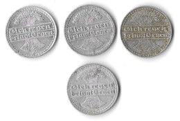 Lot De 4 Pièces De 50 Pfennig  - 1920 A, 1921 A Et F, 1922 G - 50 Rentenpfennig & 50 Reichspfennig