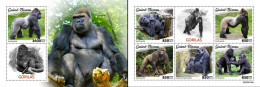 Guinea Bissau 2023, Animals, Gorillas, 5val In BF +2BF - Gorilas