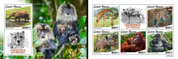 Guinea Bissau 2023, Animals In Danger, Monkey, Wild Cats, 5val In BF +BF - Gorilas