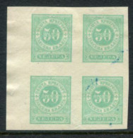 MONTENEGRO 1902 Postage Due New Currency, 50 H. Imperforate Block Of 4 Without Gum (*).. - Montenegro