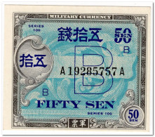 JAPAN,MILITARY CURRENCY,50  SEN,1945,P.65,UNC - Japón