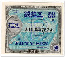 JAPAN,MILITARY CURRENCY,50  SEN,1945,P.65,UNC - Japon