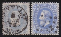 Belgie  .   OBP    .    31  2x  .    O     .    Gestempeld     .   /   .    Oblitéré - 1869-1883 Leopold II