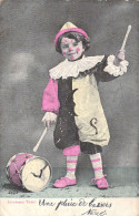 ENFANTS - Clown Musicien - Tambour Cassé - Carte Postale Ancienne - Scene & Paesaggi