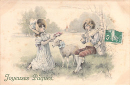JOYEUSES PAQUES - Mouton - Enfants - Illustration Non Signée - Flûte - Carte Postale Ancienne - Easter