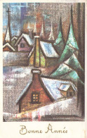 NOUVEL AN - Village Enneigé - Illustration Non Signée - Carte Postale Ancienne - Nouvel An