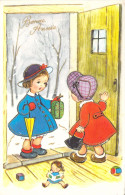 NOUVEL AN - Enfants - Illustration Non Signée - Visite - Carte Postale Ancienne - Nouvel An