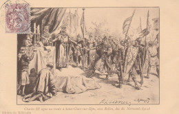 95 - SAINT CLAIR SUR EPTE - Charles III Signe Un Traité à Saint Clair Sur Epte, Avec Rollon... (illustrateur Kauffmann) - Saint-Clair-sur-Epte