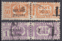 ITALIA, REPUBBLICA SOCIALE - 1944 - Lotto Di 2 Francobolli Usati Per Pacchi: Unificato 40 E 42. - Paquetes Postales