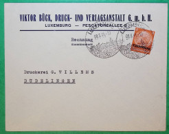 8 HILDENBURG SURCHARGE LUXEMBURG CACHET ILLUSTRE PROPAGANDE LUXEMBOURG TYPE D POUR DUDELINGEN DUDELANGE 1941 WW2 COVER - 1940-1944 Deutsche Besatzung