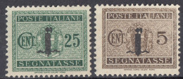 ITALIA, REPUBBLICA SOCIALE - 1944 - Lotto Di Due Segnatasse Nuovi Con Gomma Danneggiata: Yvert 14 E 17. - Taxe
