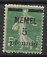 MEMEL OCCUPAZIONE TEDESCA 1920 FRANCOBOLLI DI FRANCIA SOPRASTAMPATICON VALORE IN PFENNIG UNIF. 18 MLH - Autres & Non Classés