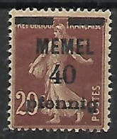 MEMEL OCCUPAZIONE TEDESCA 1920 FRANCOBOLLI DI FRANCIA SOPRASTAMPATICON VALORE IN PFENNIG UNIF. 22 MLH VF - Sonstige & Ohne Zuordnung