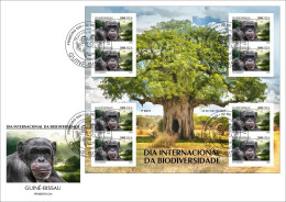 GUINEA BISSAU 2023 - FDC IMPERF MINISHEET 8V - CHIMPANZEE CHIMPANZE CHIMPANZEES CHIMPANZES APE APES MONKEY MONKEYS - Chimpancés