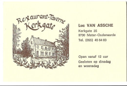 Mater Oudenaarde Restaurant Taverne Kerkgate Etiquette Visitekaartje Htje - Cartes De Visite