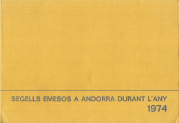POCHETTE OFFICIELLE  COMPLETE D ANDORRE ANDORRA ANNEE 1974 ( FRANCE ET ESPAGNE ) VOIR LES SCANNERS - Sonstige & Ohne Zuordnung