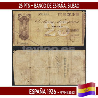 C1662.1# España 1936. 25 Pts. Banco De España. Bilbao (VG) WPM#PS552 - 25 Peseten