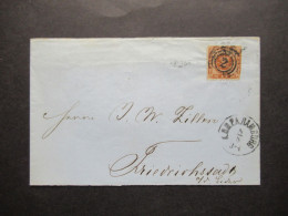 Dänemark 1863 Mi.Nr.9 EF Mit Nummerstempel 2 Und Stempel KDOPA Hamburg Nach Friedrichstadt An Der Eider - Storia Postale