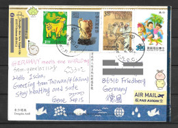 China Postcard With Goat And Recent Stamps Sent To Germany - Covers & Documents