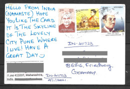 India Postcard With Recent Stamps Sent To Germany - Brieven En Documenten