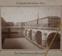 Photo 1893 Turin Italie Place Victor Emmanuel Pont Sur Le Pô Tirage Albuminé Albumen Print - Alte (vor 1900)