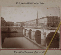 Photo 1893 Turin Italie Place Victor Emmanuel Pont Sur Le Pô Tirage Albuminé Albumen Print - Antiche (ante 1900)